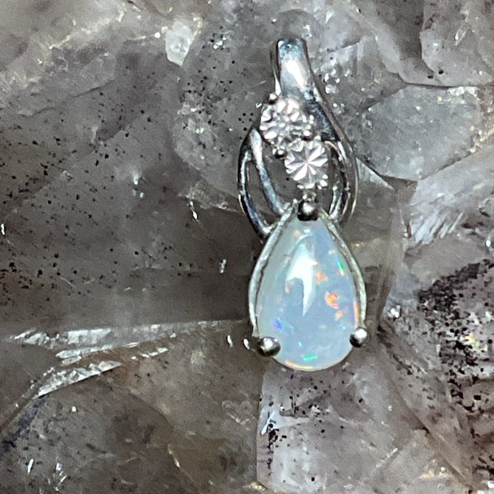 White Fire Opal .925 Silver Pendant